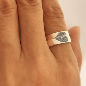 Set of Rings/Custom Fingerprint Ring/Lover Ring/Sets of Ring/Personalized handwriting Ring/Promised Ring/Wedding band/14k Gold Ring image 5
