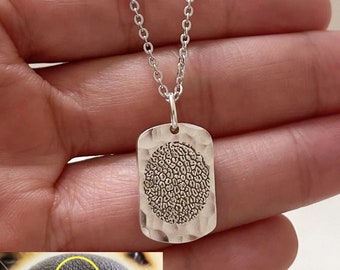 Hammered Dog Tag Necklace/Pet's Noseprint Necklace/Custom Fingerprint Necklace/Fingerprint Deep Impress Necklace/Custom Handwriting Necklace