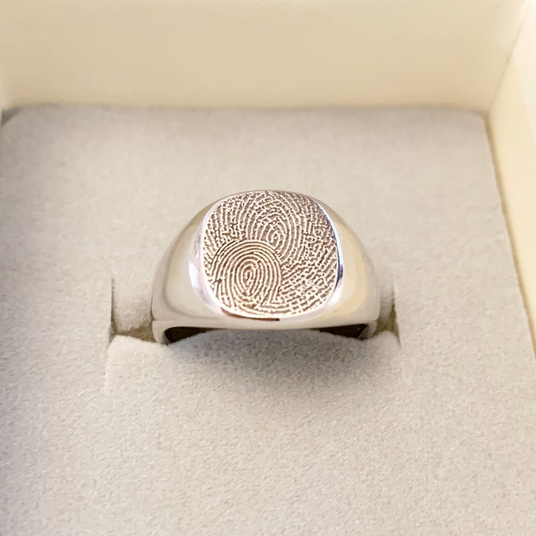 Custom Signet Ring/Custom Fingerprint Ring/Pet's Nose print Ring/Memorial gift for him/Nose print Ring/Gift for husband/14K Gold Ring