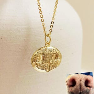 Personalized Pet Nose Print Necklace - 14k Gold, Sterling Silver Memorial Jewelry