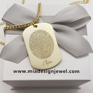 Dog Tag/Men's Necklace/Custom Fingerprint Necklace/Personalized Handwriting Necklace/Mamorial gift for him/Custom Gift for him/Men's Charm