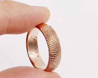 Custom Fingerprint Ring/Custom Name Ring/Custom Engrave Ring/Actual Handwriting Ring/Wedding Band/Memorial Ring