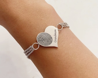 Mom gifts/Heart-shape Handchain/Heart Bracelets/Custom Fingerprint HandChain/Fingerprint Chain Bracelets/Memorial Gift