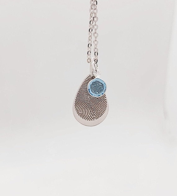 Fingerprint necklace with birthstone best sale