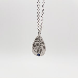 Birthstone Jewelry/Teardrop Necklace/Personalized Birthstone Necklace/Custom Fingerprint Necklace/Water drop Necklace/Custom Engrave charm