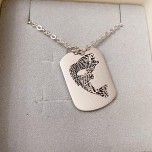 Dog Tag Necklace/Custom Fingerprint Necklace/Actually Handwriting Necklace/Custom engrave Necklace/Memorial Gift/Man&#39;s necklace by Miadesign