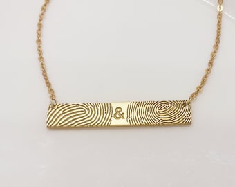 Collier personnalisé/Collier empreintes digitales/Collier barre/Collier prénom personnalisé/Collier écriture manuscrite/Cadeau parfait pour elle