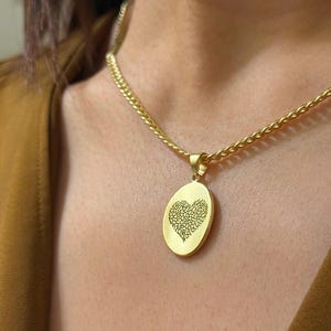Custom Fingerprint Necklace/ Noseprint Necklace/Custom engrave Necklace/Pet&#39;s Paw Print Necklace/Oval Charm Necklace/Necklace for women