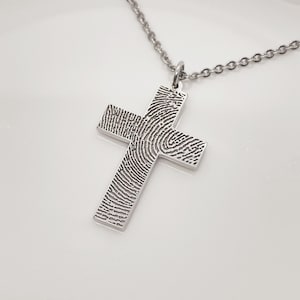 Colar de cruz personalizado/Colar com estampa de nariz de animal de estimação/Colar masculino/Colar com impressão digital personalizado/Colar com gravação personalizada/Colar memorial