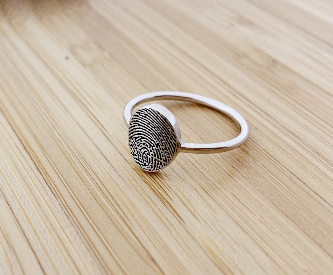 Custom Fingerprint Rings Custom Fingerprint Ring: Oval Memorial Ring, 14k Gold Filled or ...