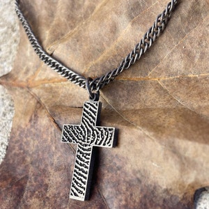 Man's Charm/Cross Necklace/Man’s Necklace/Custom Fingerprint Necklace/Retro Style Charm/Fingerprint Deep Impress/Custom Handwriting Necklace