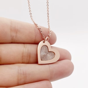 Custom Heart Necklace/Personalized Handwriting Necklace/Fingerprint Deep Impress/Custom Handwriting necklace/Memorial Gift/14k Gold Necklace