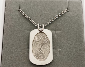 Dog Tag Necklace/Custom Men's Necklace/Custom Fingerprint Necklace/Fingerprint Deep Impress Necklace/Custom Handwriting Necklace/Men's charm