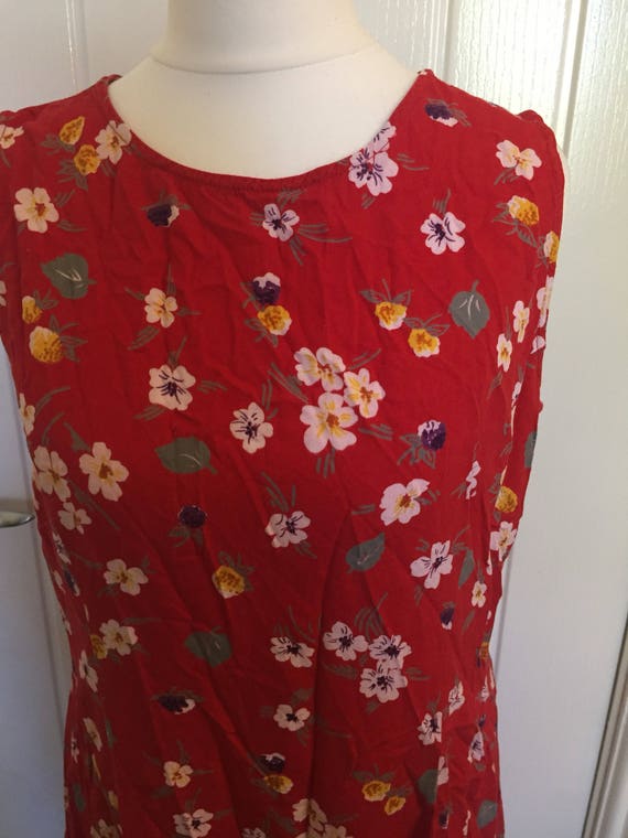 red floral swing dress