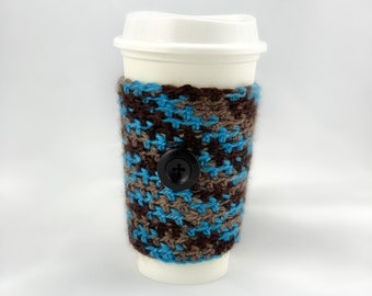 Cup Sleeve brown and blue cup cozy