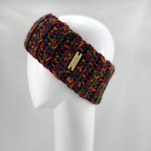 Headband brown and fall coloured ear warmer or ski band crochet