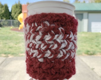 Cup Sleeve red and white or tumbler cozy