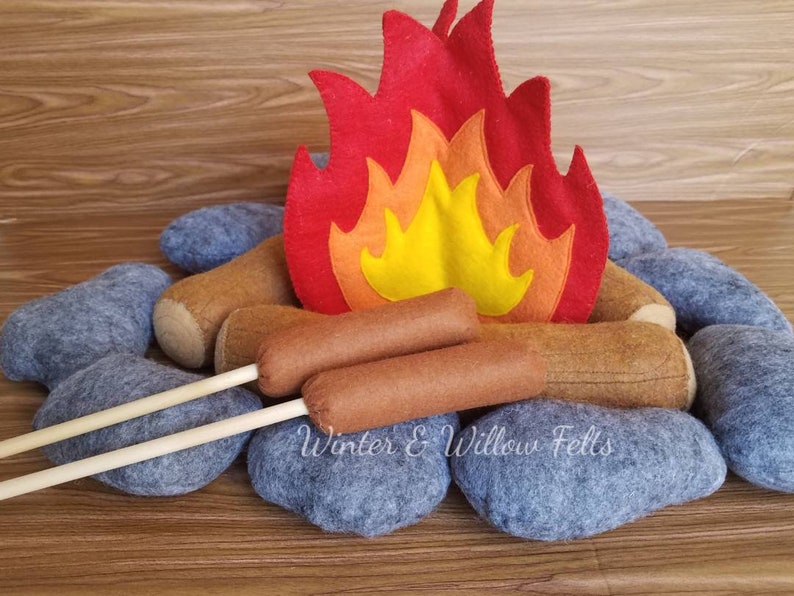 Felt campfire set Felt bonfire set pretend camping set Etsy