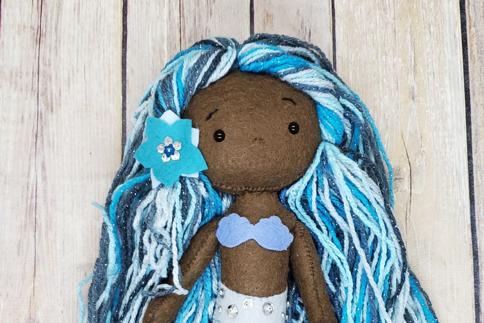 African American Mermaid Doll Mermaid doll Felt Mermaid Etsy