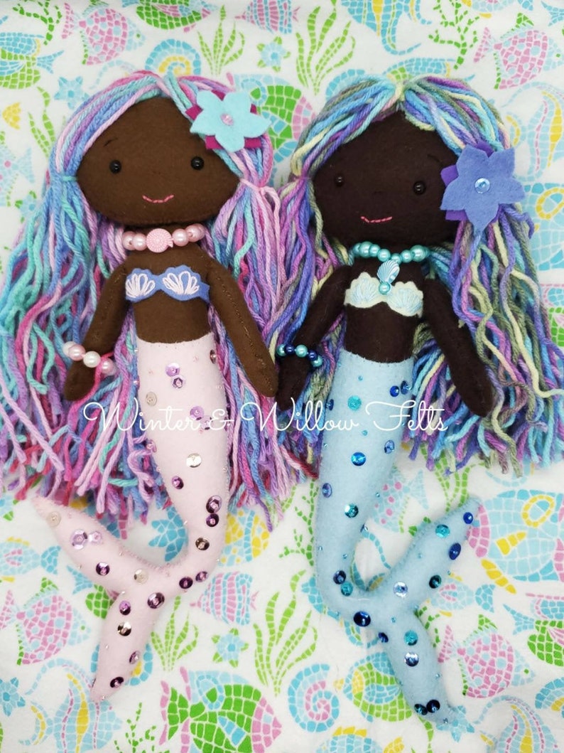African American Mermaid Doll Mermaid doll Felt Mermaid Etsy