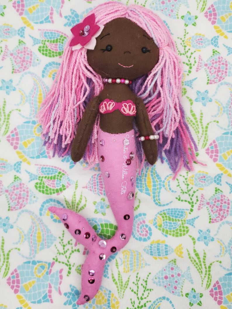 African American Mermaid Doll Mermaid doll Felt Mermaid Etsy