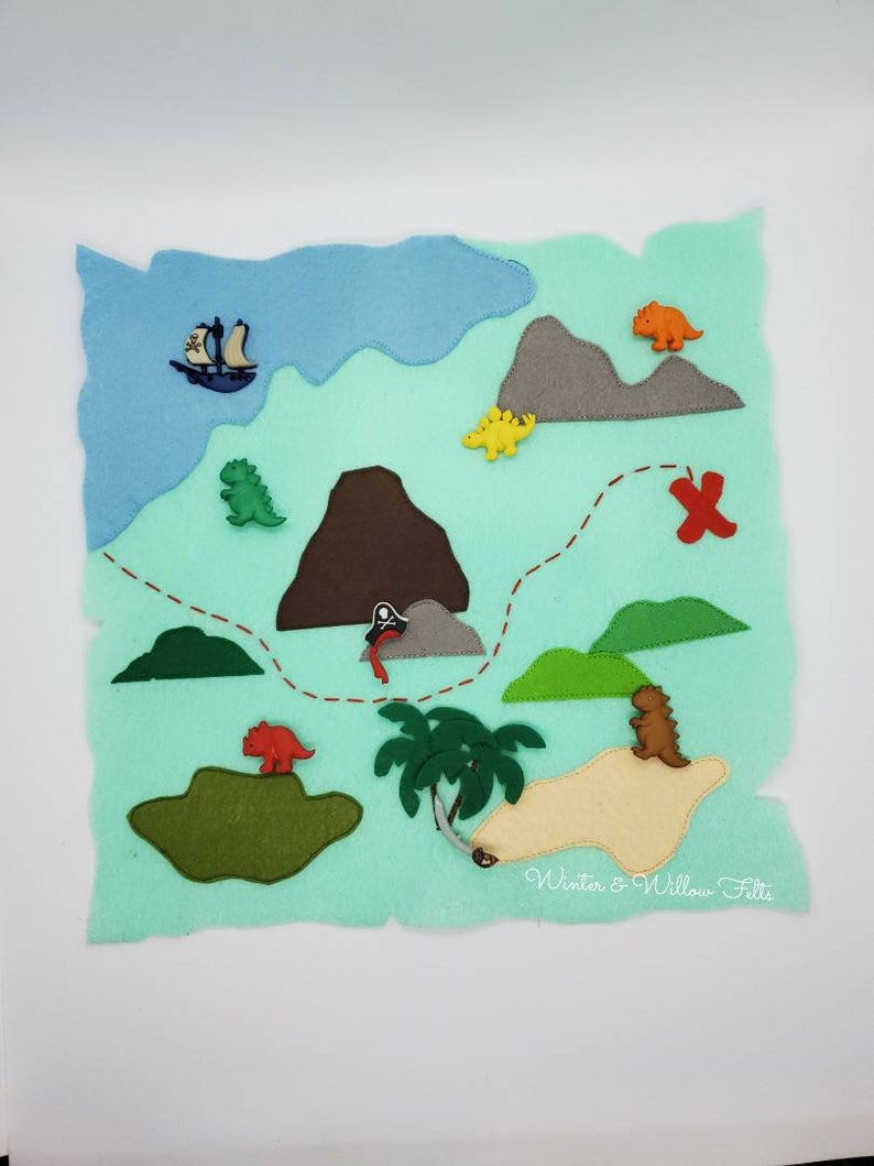 felt treasure maps kids treasure maps dinosaur treasure map etsy