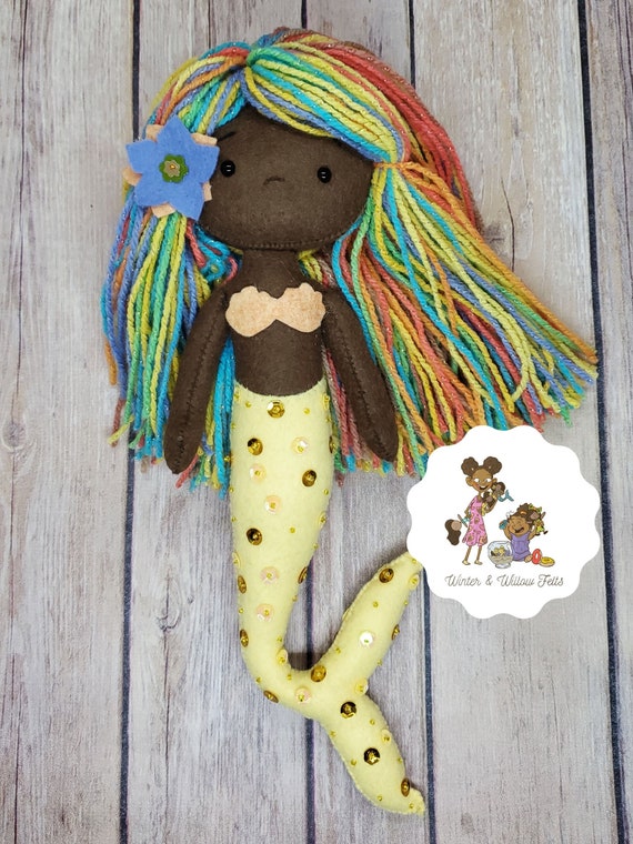 African American Mermaid Doll Mermaid doll Felt Mermaid Etsy