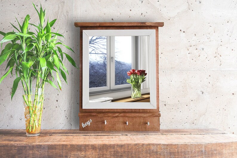 Mirror Key Hook 11x14 Entryway Organizer Etsy