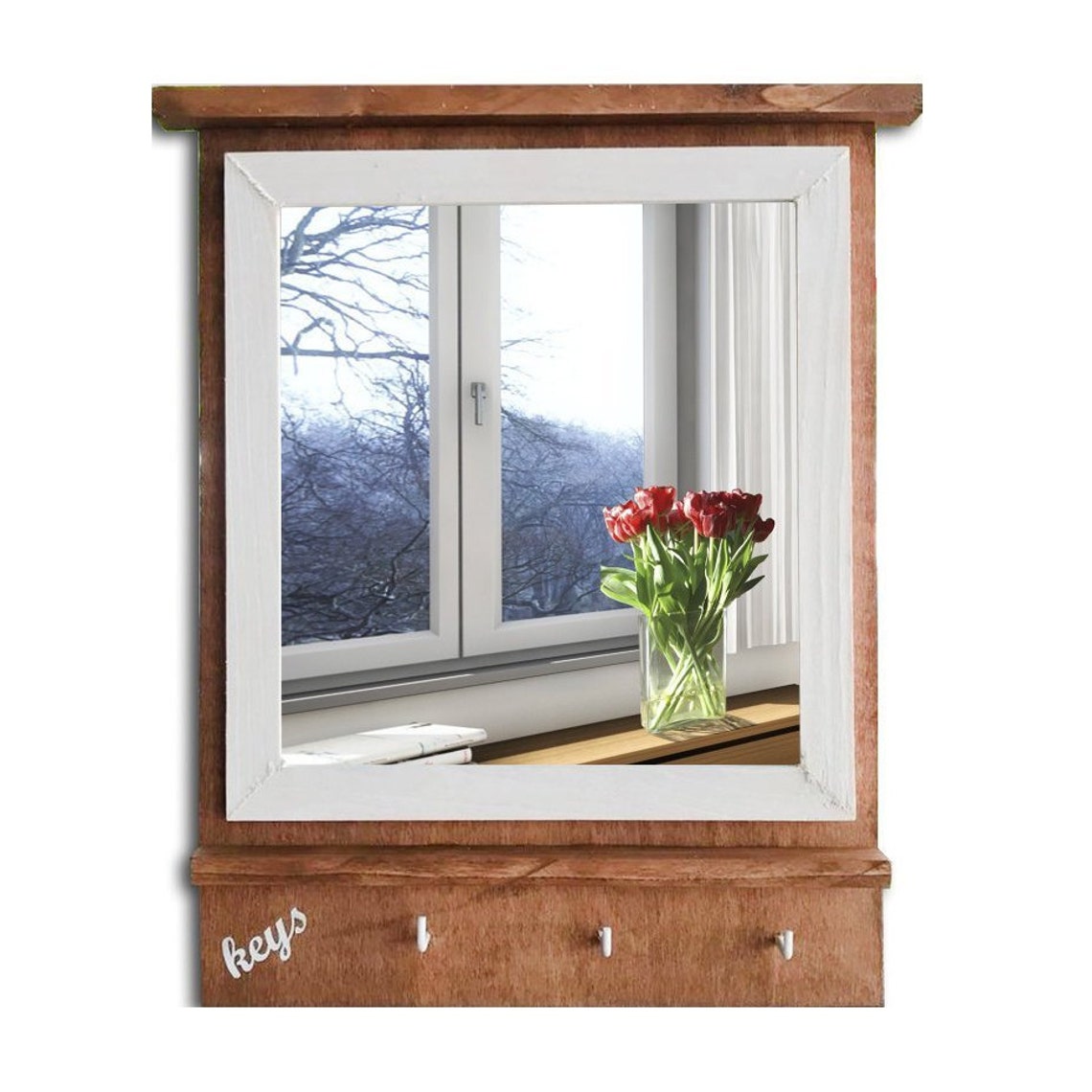 Mirror Key Hook 11x14 Entryway Organizer Etsy