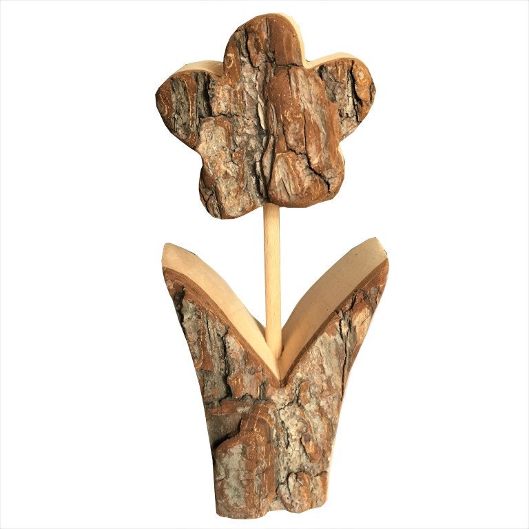 Deko Blume Aus Holz Mit Rinde Gross Fruhlingsdekoration Zum Etsy