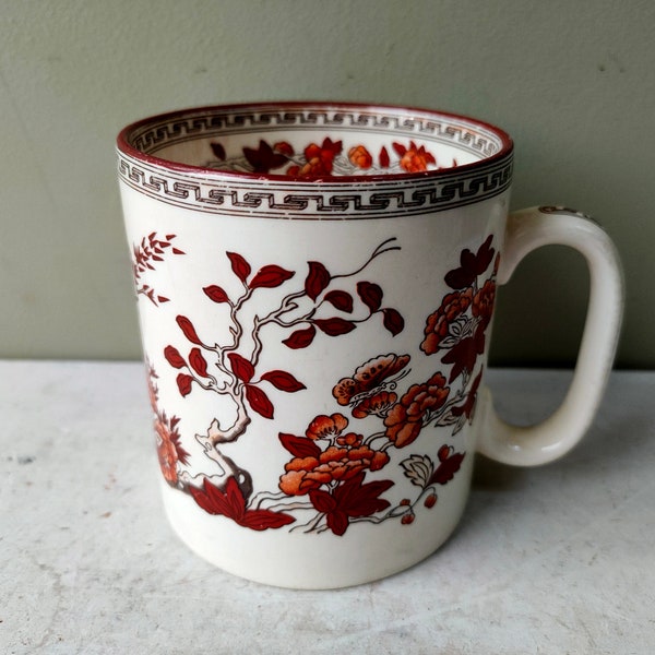 Pretty large Spode England China Mug in Orange/rust Indian Tree pattern. Coffee Cup Kitchen Decor. Unique gift!