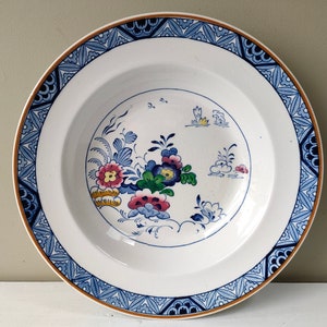 Stunning 10.5&quot; dish &quot;Netherlands&quot; pattern by Booths England. Antique Blue, white and ochre Silicon China. Serving/ soup bowl. Lovely gift!