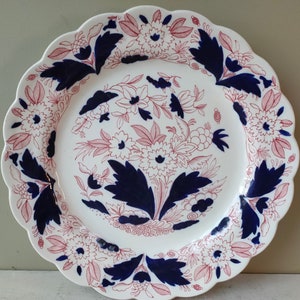 Precioso plato llano antiguo de 26 cm con diseño "Dovedale" de Booths A8044, en tonos óxido y cobalto. Hermoso diseño de inspiración oriental. Un regalo encantador.