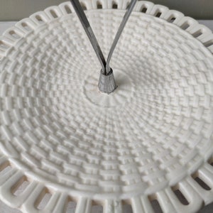 Gorgeous Antique Waechtersbach creamware sandwich/cake plate with &#39;basketry&#39; moulded and pierced design. Later handle added. Lovely gift.