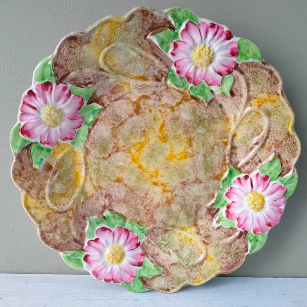 9" Vintage James Kent diner-/desertbord met handgeschilderd bloemenroosontwerp 2184. Gegoten decoratief serveerbord. Mooi cadeau