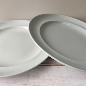 Lovely pair of Spode Flemish Green 9" salad/dessert plates. Vintage Classic pale green mid century retro utility china. Lovely gift.