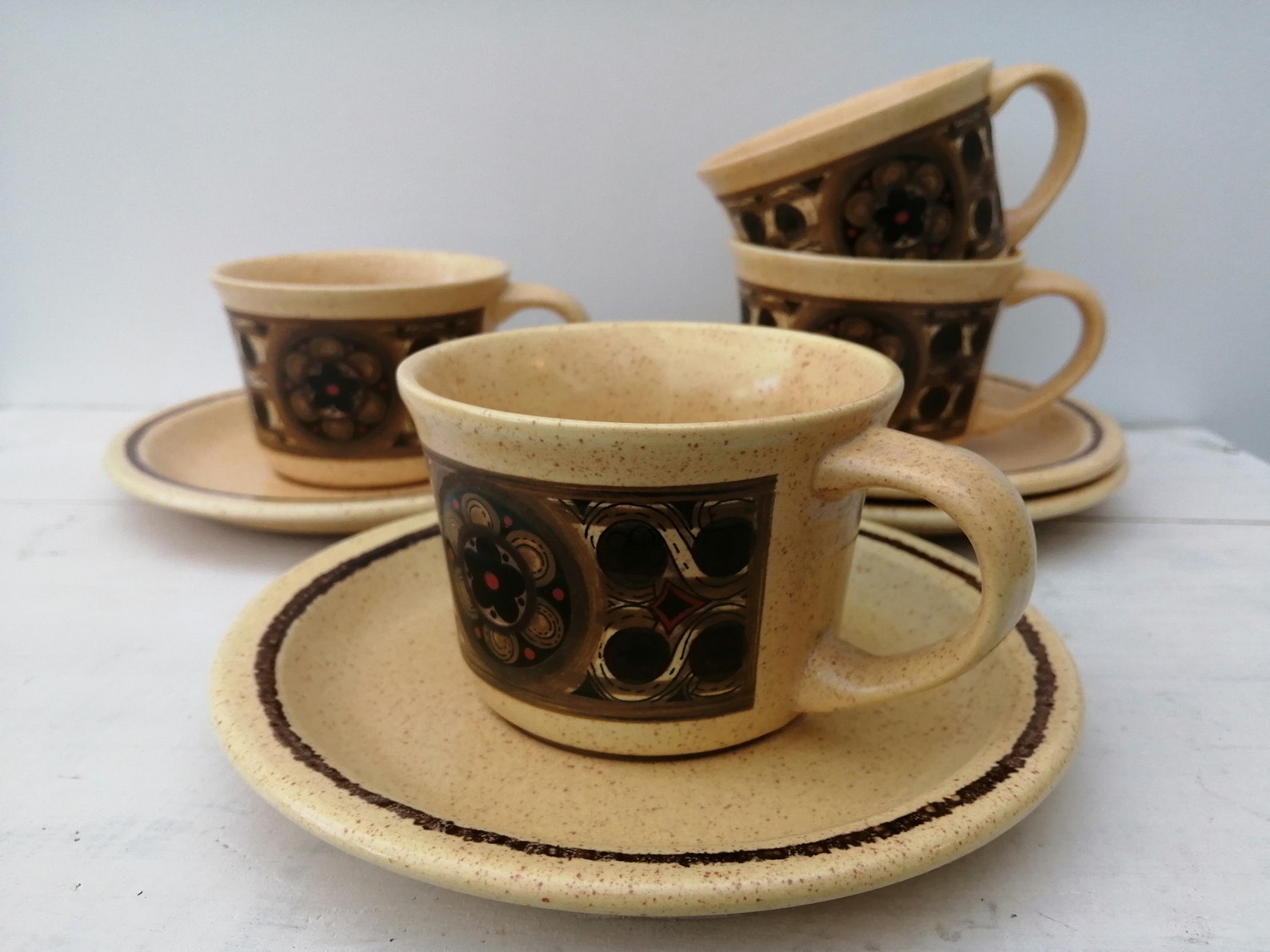 Set of 4 Vintage Retro Tea Cups and Saucers. Etsy