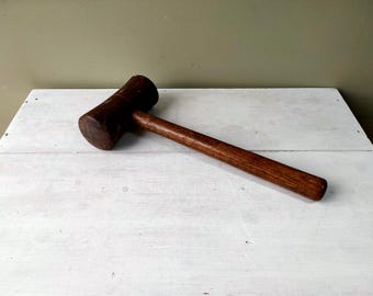Antique large 12" antique wooden mallet. Character Vintage wood working tool. Lovely gift!