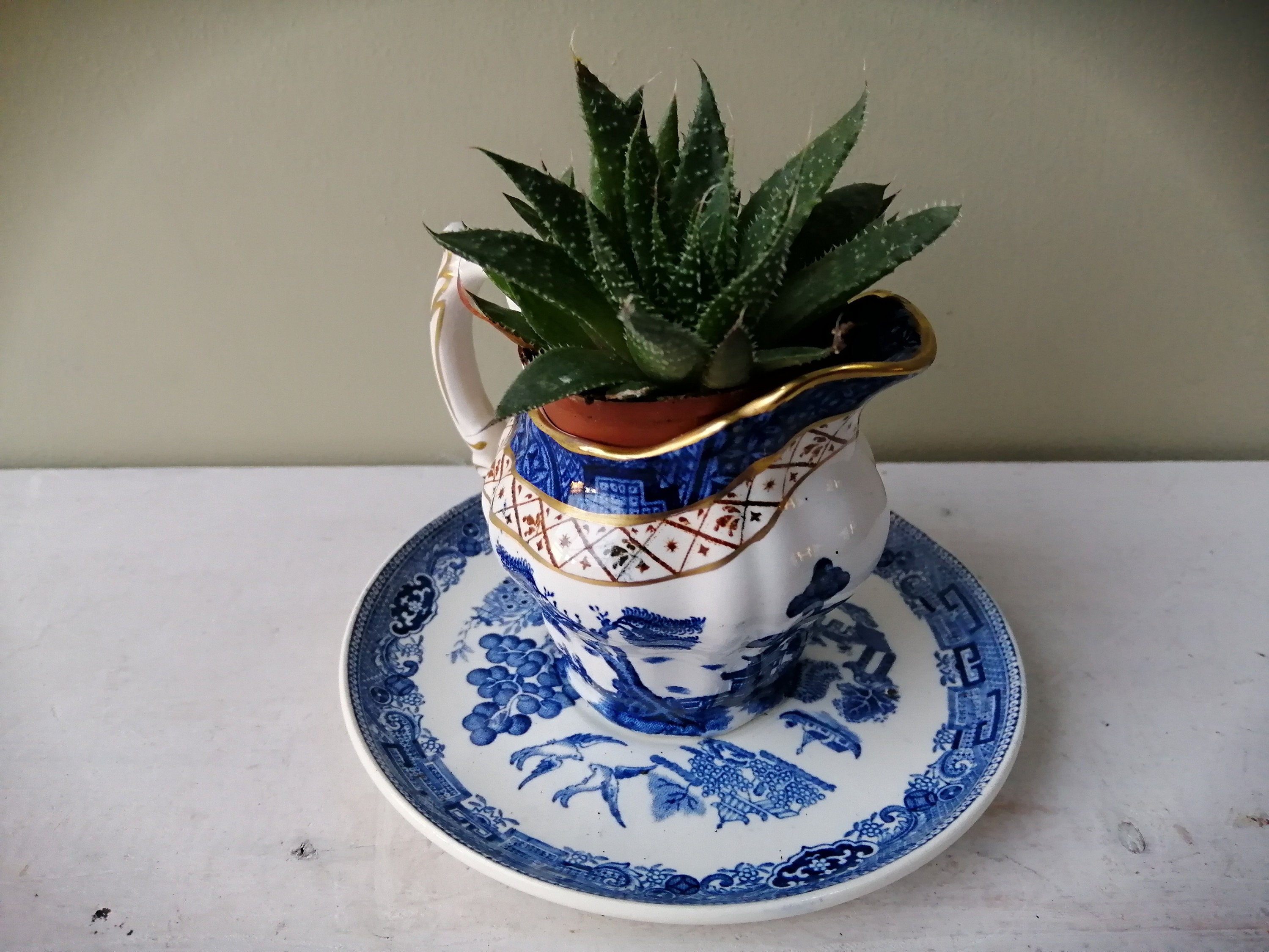 Lovely Ceramic Indoor or Outdoor Willow Pattern Planter. Made Etsy