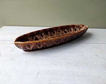 Vintage honeycomb drip glaze oval serving dish. Fosters pottery Cornwall. Practical kitchen ware. Nibbles or trinket bowl. Lovely gift!