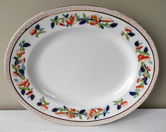 Gorgeous practical Antique Opaque China, S.Hancock and Sons 10 1/2" meat plate or serving platter in Indian Tree pattern. Lovely gift!