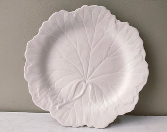 Stunning Wedgwood White Vine/Cabbage Leaf Plate. Edme design moonstone eggshell glaze. Stamped Wedgwood Etruria and Barlaston. Lovely gift.