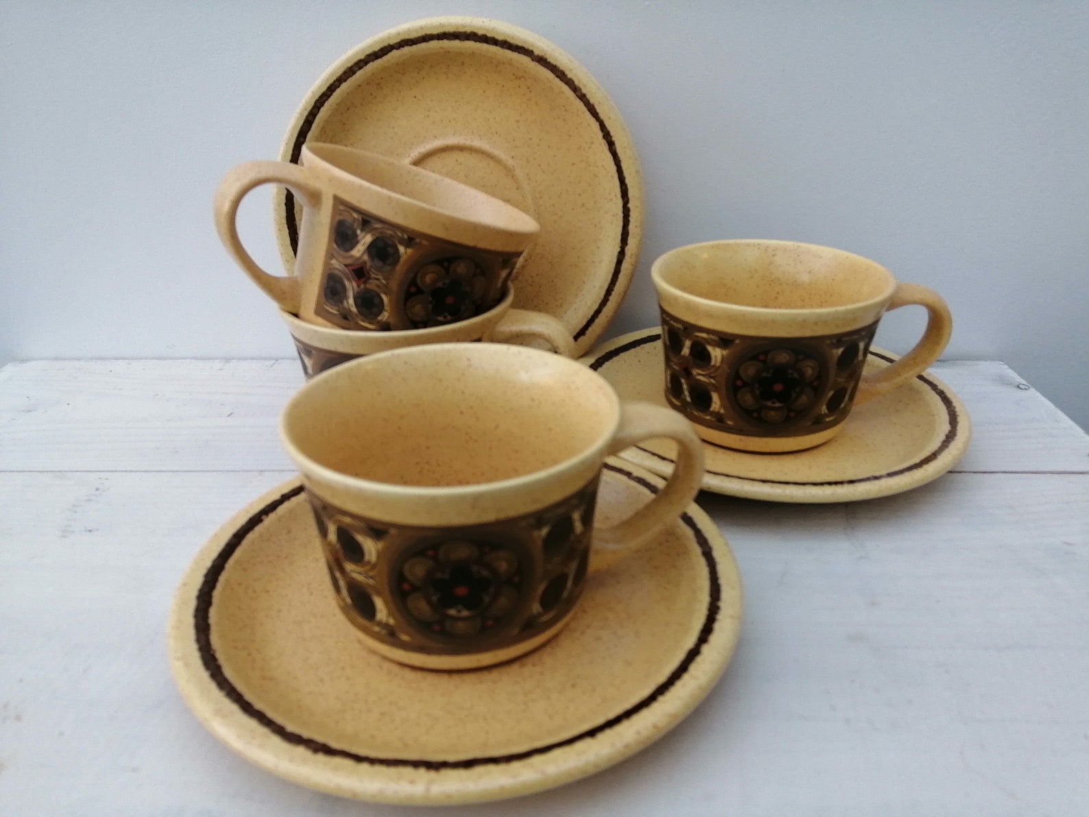 Set of 4 Vintage Retro Tea Cups and Saucers. Etsy