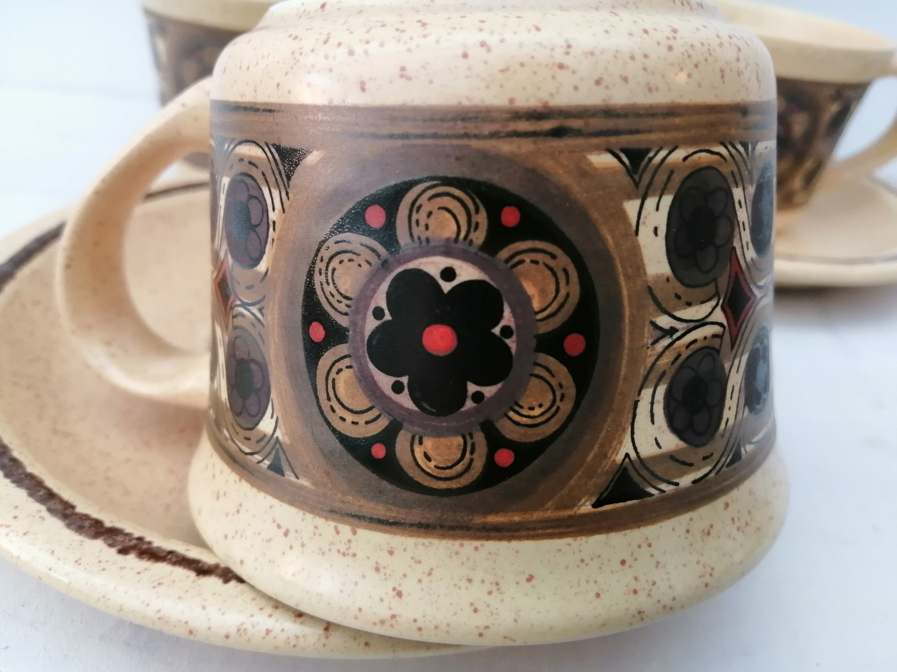 Set of 4 Vintage Retro Tea Cups and Saucers. Etsy