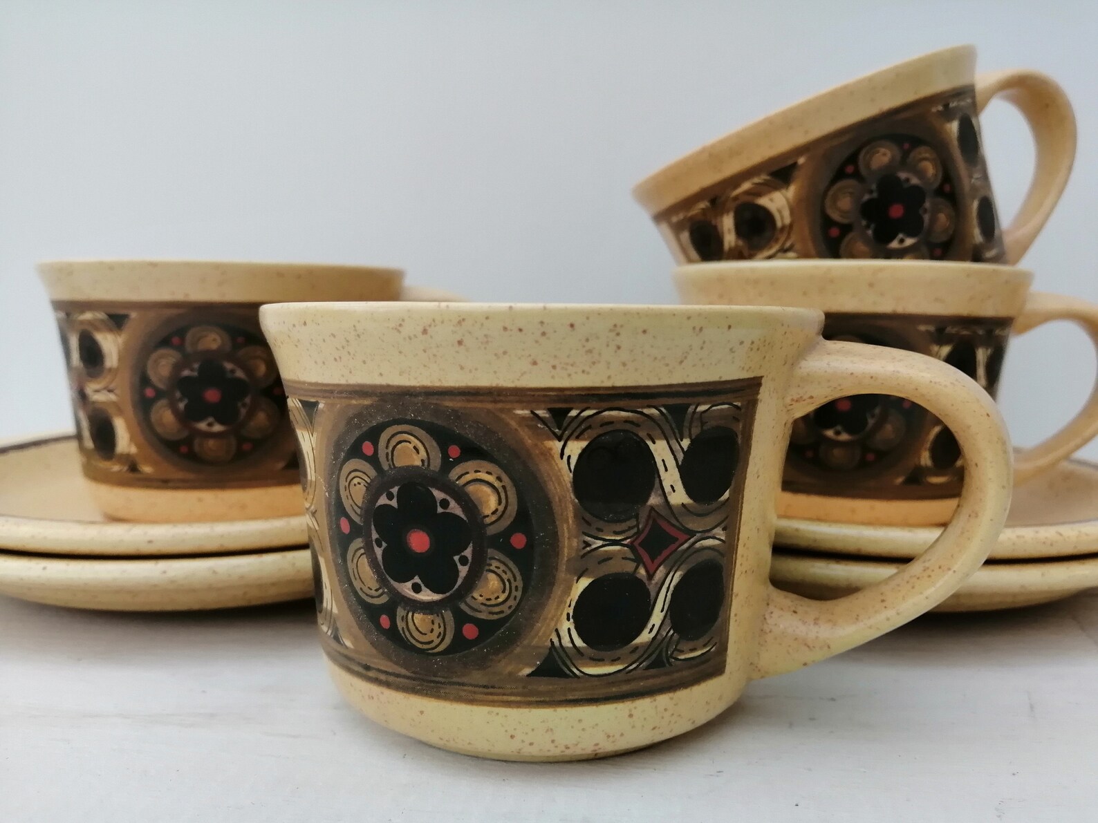 Set of 4 Vintage Retro Tea Cups and Saucers. Etsy