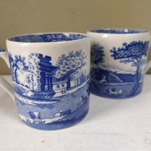 Charming pair of small Copeland Spode Italian espresso coffee can/ Demitasse cup. Iconic Blue and White Transferware. Lovely gift!