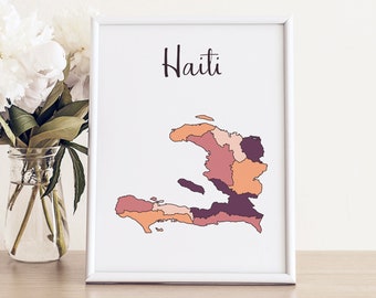 Haïti kaartkunstdruk, minimalistisch muurdecor (digitale download)