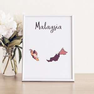 Malaysia Map Print, Malaysia Wall Art, Malaysia Art, Malaysia Poster, Malaysia Room Decor, Malaysia Print, Map Printable, Téléchargement numérique