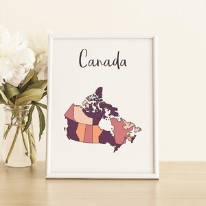 Canada Map Print, Canada Wall Art, Canada Art, Canada Poster, Canada Room Decor, Canada Print, Canada Printable, Map Art, Digital Download