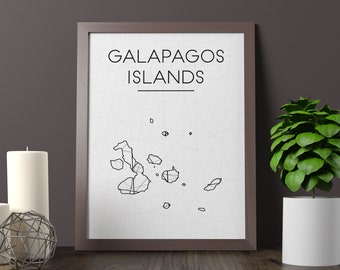 Galapagosinseln Karte Kunstdruck (Digital Download)